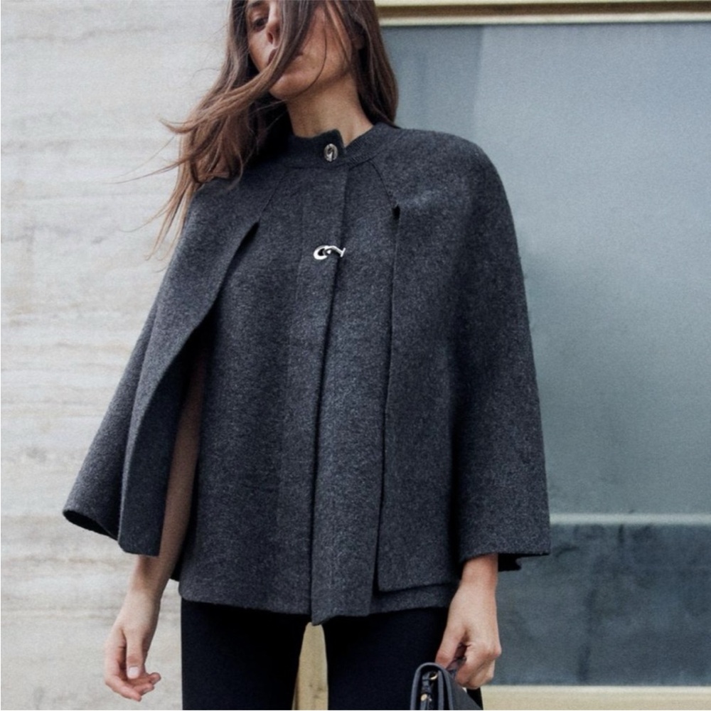 Zara | THE Viral Cape Coat in Charcoal (NWT)